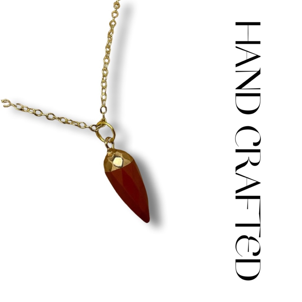 Red River Jasper Pendant Necklace Gold Pl Artisan Designed - Picture 2 of 8